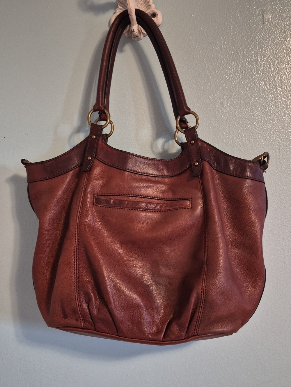 Lucky Brand Brown Leather Shoulder Bag Plus Crossbody Strap - Picture 3 of 8